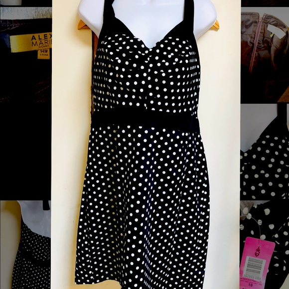 SOLD TORRID halter black white polka dot pin-up dress - Picture 1 of 8
